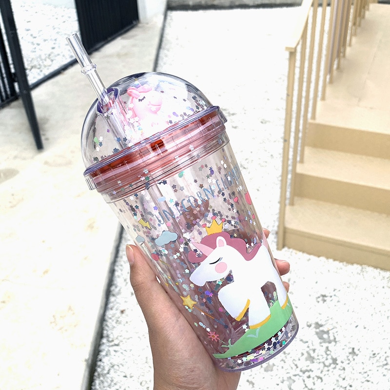 Cute Unicorn Tumbler with Straw