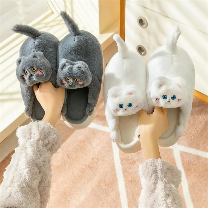 Cute Winter Cat Fuzzy Slippers Cute Winter Cat Fuzzy Slippers