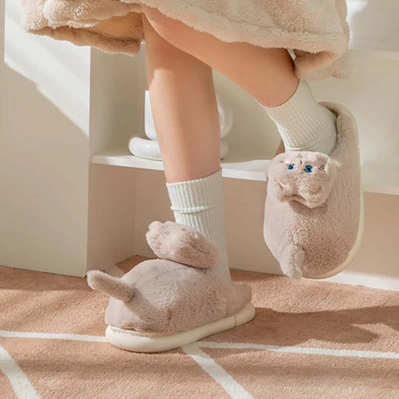 Cute Winter Cat Fuzzy Slippers Cute Winter Cat Fuzzy Slippers