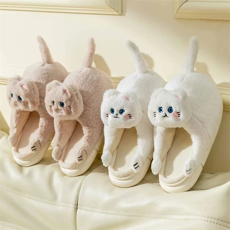 Cute Winter Cat Fuzzy Slippers Cute Winter Cat Fuzzy Slippers