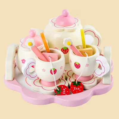 Cute Wooden Play Tea Set (17pcs)