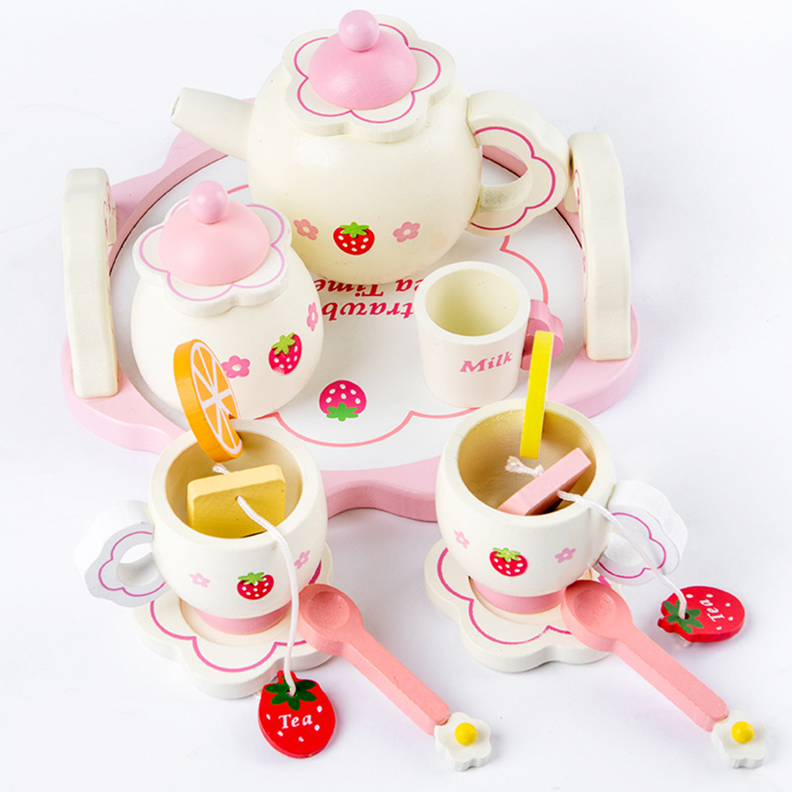 Cute Wooden Play Tea Set (17pcs)