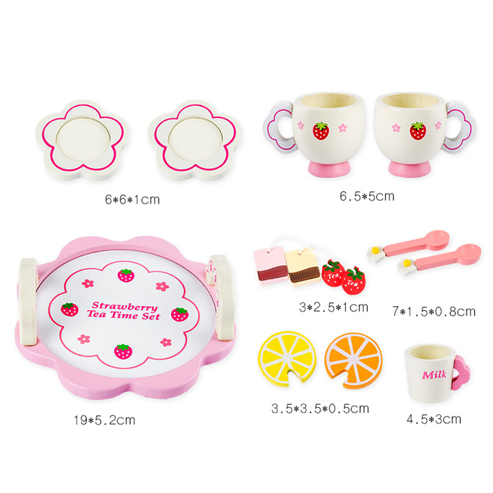 Cute Wooden Play Tea Set (17pcs)