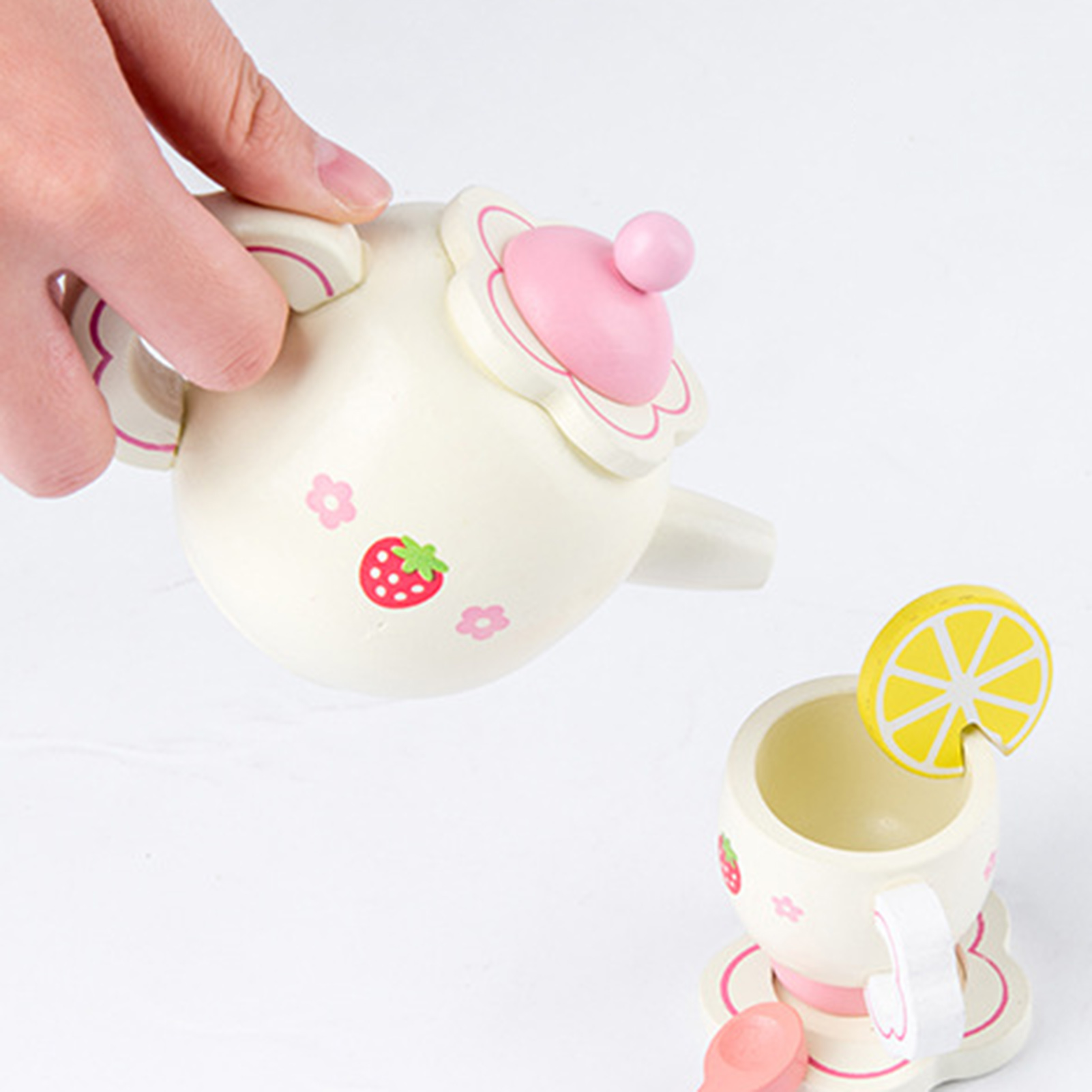 Cute Wooden Play Tea Set (17pcs)
