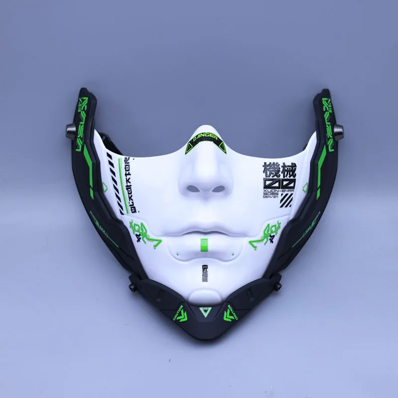 Cyber Punk cos Half Face Mechanical Mask Halloween Cosplay Costumes Red Mechanical Mask Cos Mechanical Soldier Party