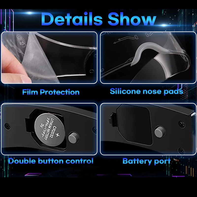 Cyberpunk Led Glasses Cool Robot Cyberpunk Glasses Luminous Futuristic Glasses for Robot Cospaly Bar Party Rave Costume Cyberpunk Led Glasses Cool Robot Cyberpunk Glasses Luminous Futuristic Glasses for Robot Cospaly Bar Party Rave Costume