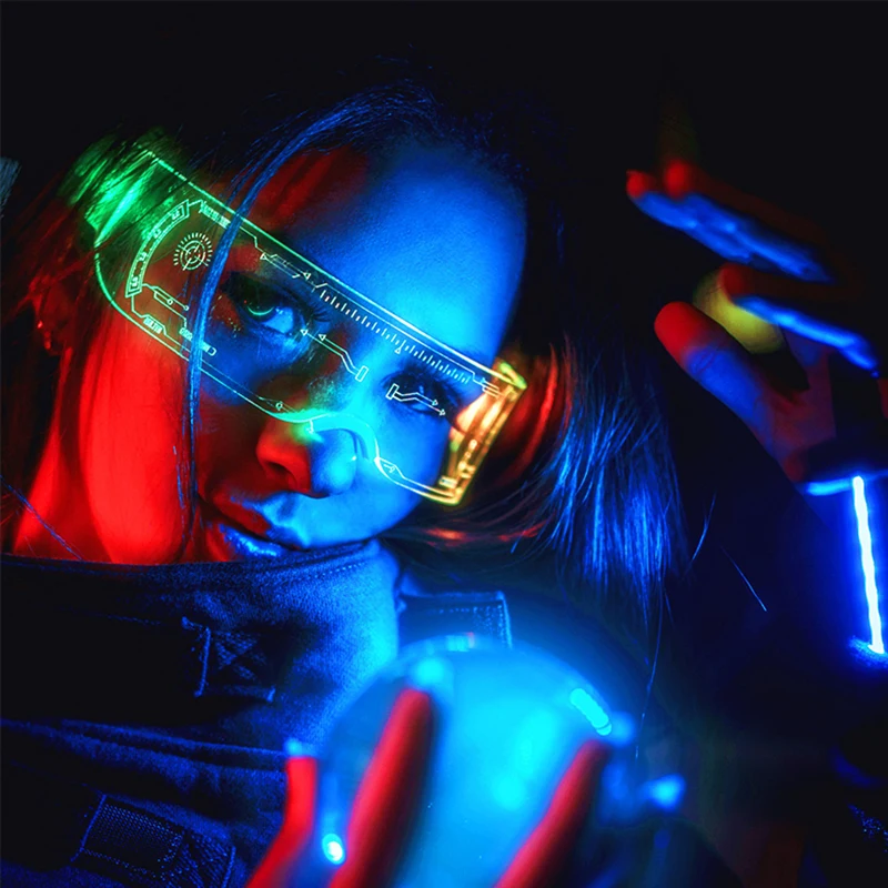 Cyberpunk Led Glasses Cool Robot Cyberpunk Glasses Luminous Futuristic Glasses for Robot Cospaly Bar Party Rave Costume Cyberpunk Led Glasses Cool Robot Cyberpunk Glasses Luminous Futuristic Glasses for Robot Cospaly Bar Party Rave Costume
