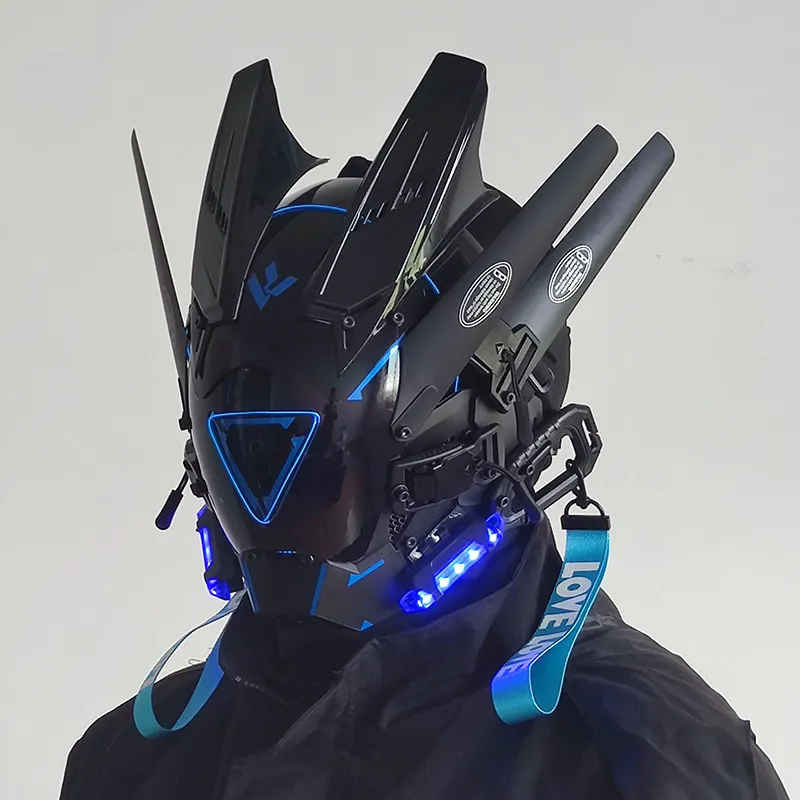 CyberPunk Mask M-Clasp Night City LED Festival White Armoured Cosplay Stage Property SCI-FI Halloween Party Gifts For
