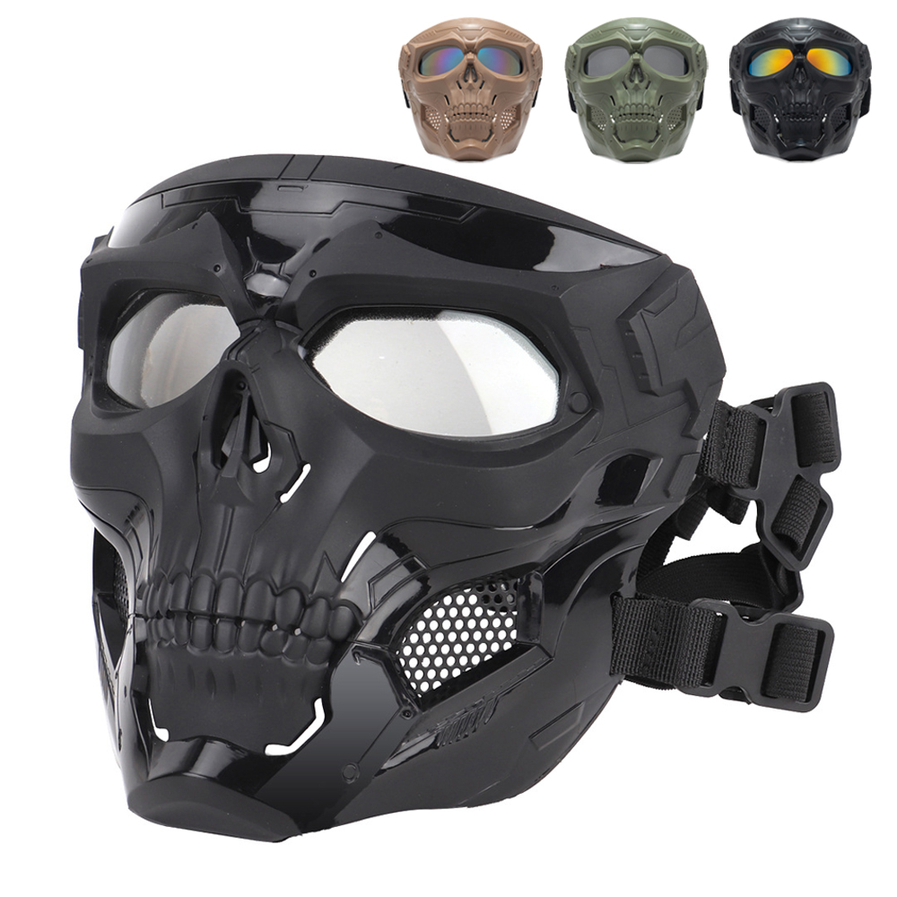Cycling Colored Goggle Motorcycle Skull Skeleton Mask Windproof Full Face Mask Paintball Game Tactical Protection