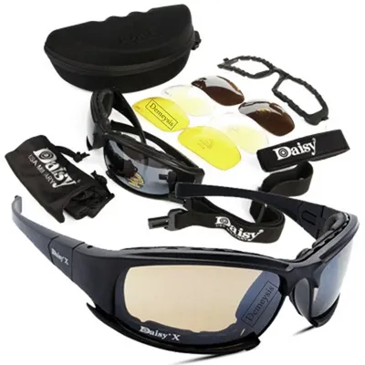 Daisy Tactical Polarized Glasses Outdoor Sport Goggles Sunglasses with 4 Lens Original Box Men Shooting Hiking Eyewear