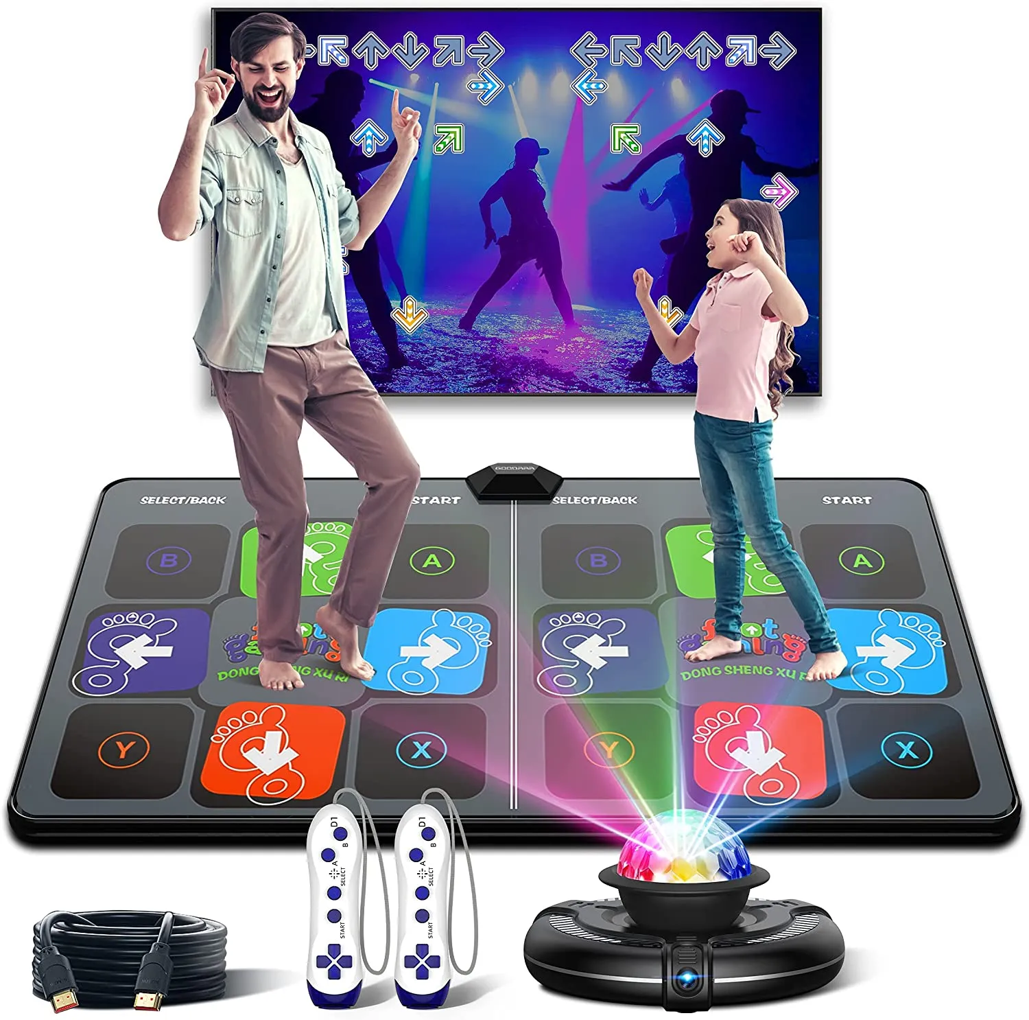 Dance Mat Game for TV/PC Family Sports Video Game Anti-slip Music Fitness Carpet Wireless Double Controller Folding Dance Mat Game for TV/PC Family Sports Video Game Anti-slip Music Fitness Carpet Wireless Double Controller Folding