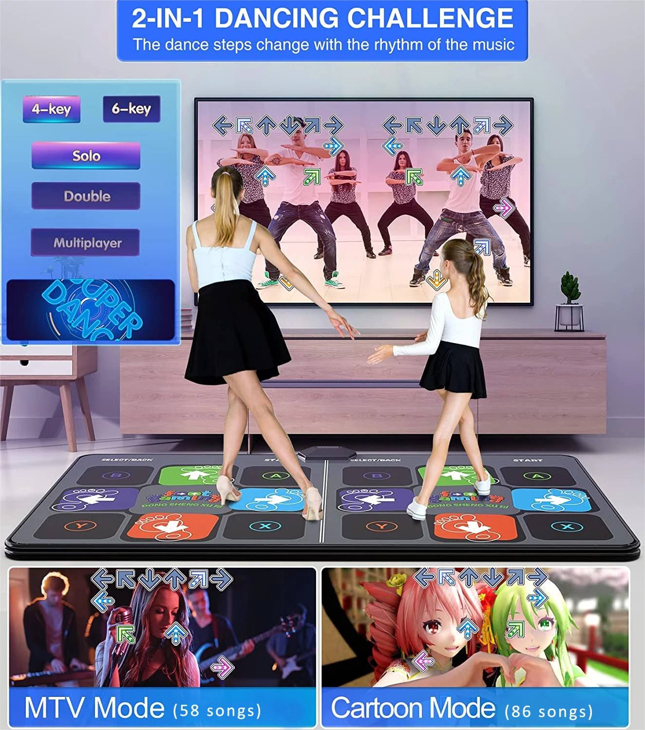 Dance Mat Game for TV/PC Family Sports Video Game Anti-slip Music Fitness Carpet Wireless Double Controller Folding Dance Mat Game for TV/PC Family Sports Video Game Anti-slip Music Fitness Carpet Wireless Double Controller Folding