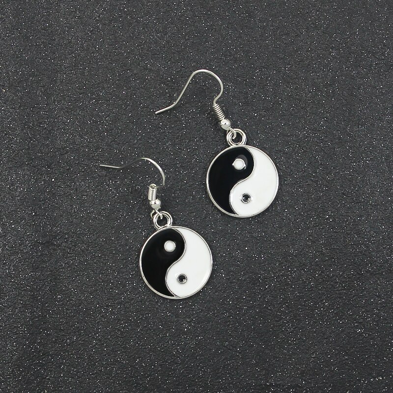 Dangling Metal Yin and Yang Earrings