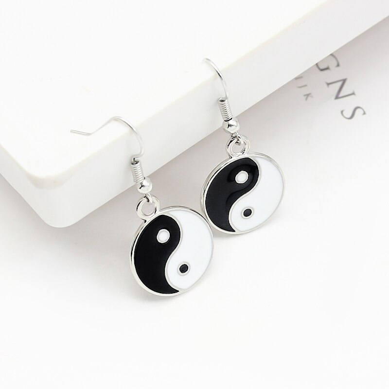 Dangling Metal Yin and Yang Earrings