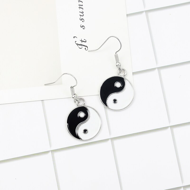 Dangling Metal Yin and Yang Earrings
