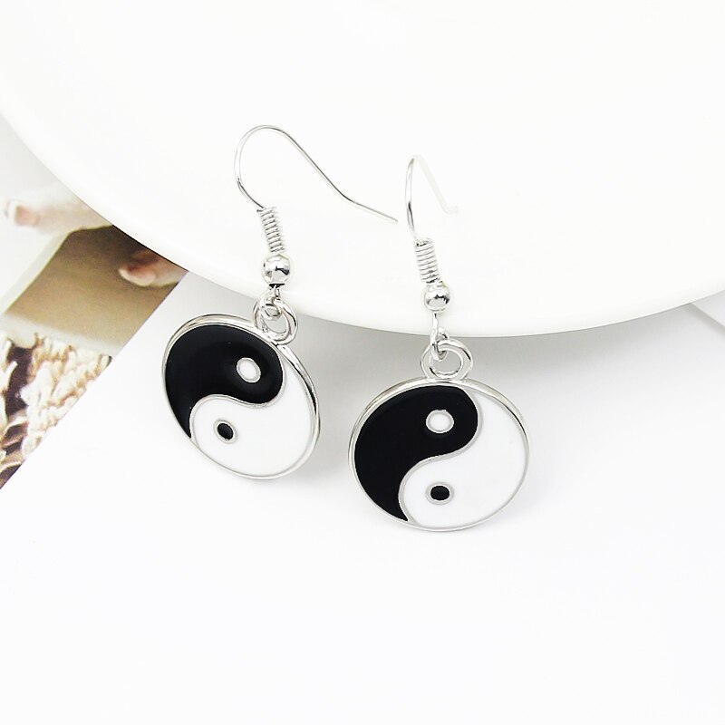 Dangling Metal Yin and Yang Earrings