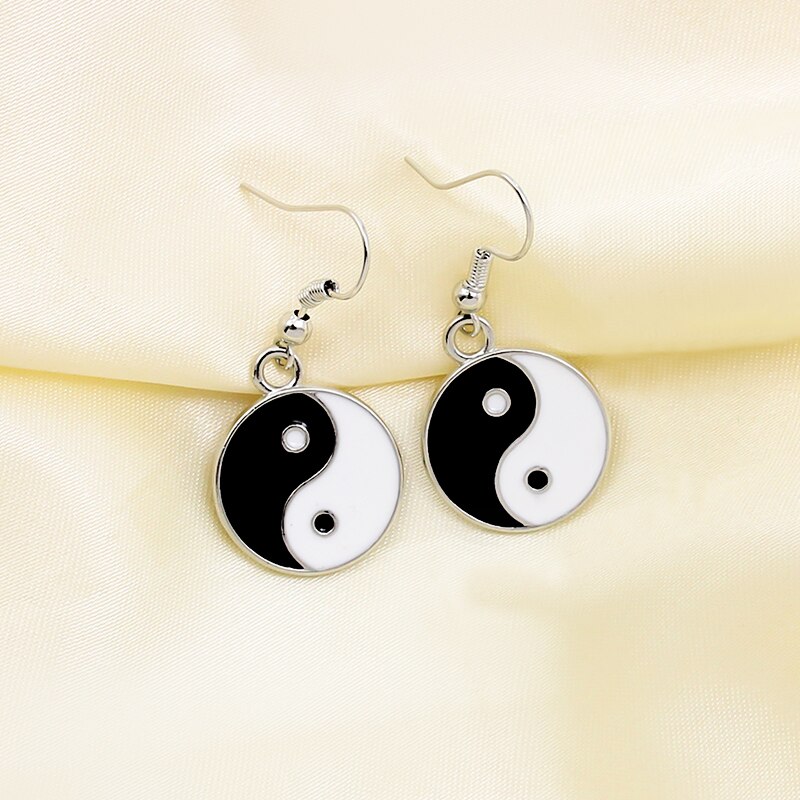 Dangling Metal Yin and Yang Earrings