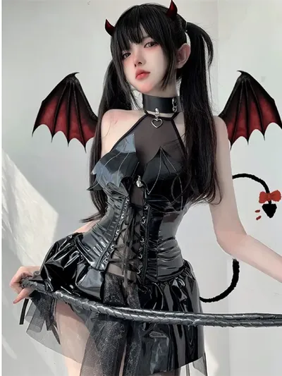 Dark Witch Hollow Sleeveless Christmas Costumes Demon Game Dress Bandage Sexy Lingerie Uniform Halloween Costumes For Dark Witch Hollow Sleeveless Christmas Costumes Demon Game Dress Bandage Sexy Lingerie Uniform Halloween Costumes For