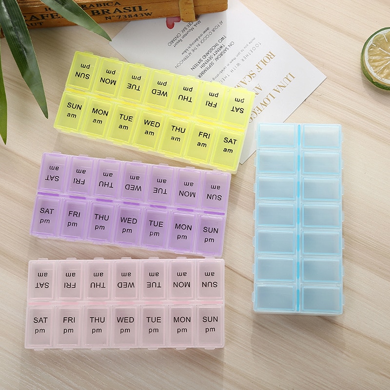 Days of the Week 14 Grids Pill Box Medicine Organizer