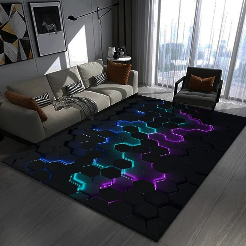 Dazzling 3D Carpet Visual Geometry Pattern Large Area Full Cool Dark Wind Bedroom Gaming Gaming Room Decorative Mat Rug