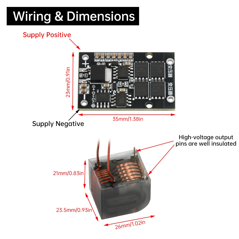 DC 6-15V to AC 10kV-25kV Arc Igniter High Voltage Module Driver Board Transformer Lighter Boost Spark Arc Ignition Coil