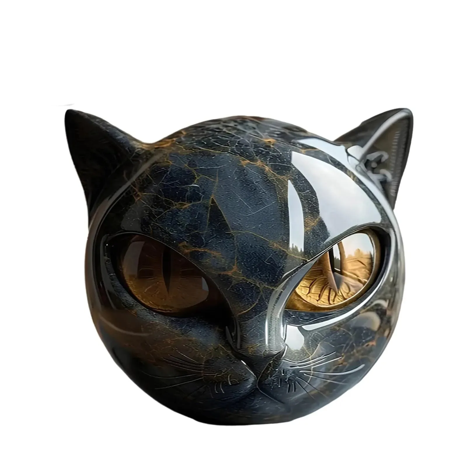Decorative Black Cat Stone Figurine Resin Cat Head Healing Stone Marble Texture Cat Stone Keepsake Gift Office Desk Decorative Black Cat Stone Figurine Resin Cat Head Healing Stone Marble Texture Cat Stone Keepsake Gift Office Desk