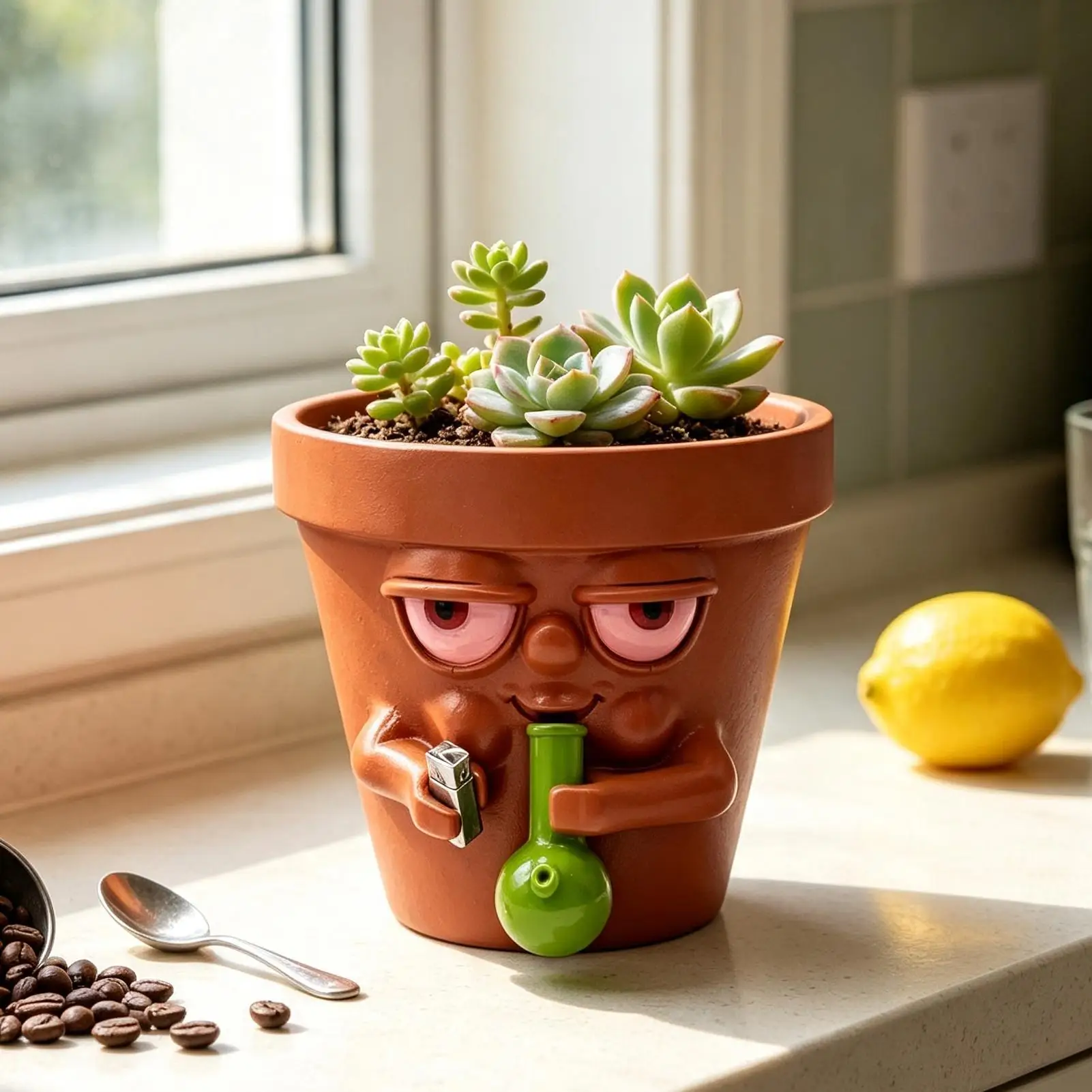 Decorative Bong Smoking Face Planter Decorative Bong Smoking Face Planter