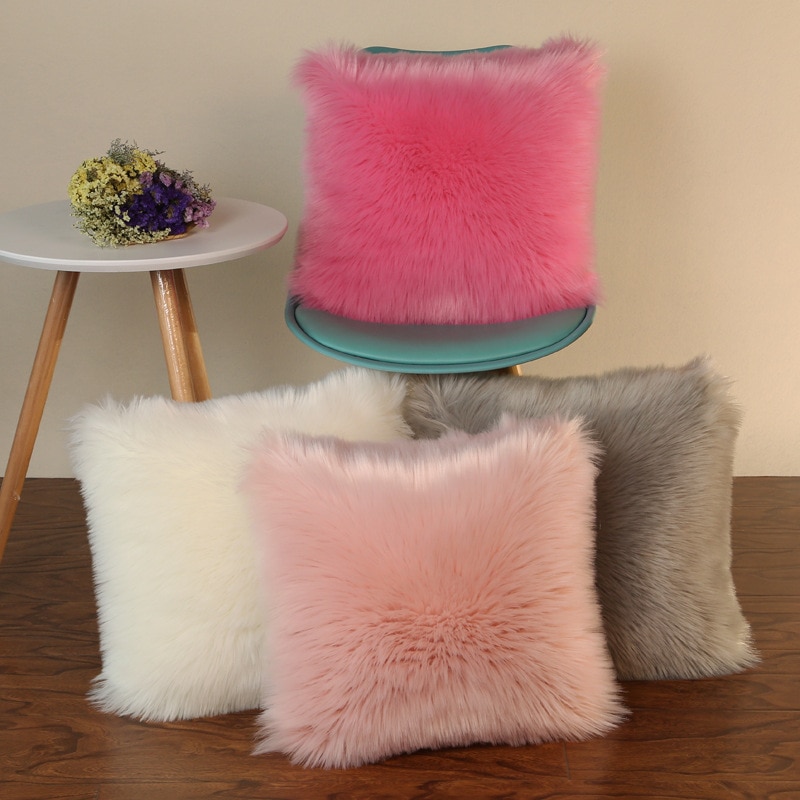 Decorative Pillow Covers Fur Case