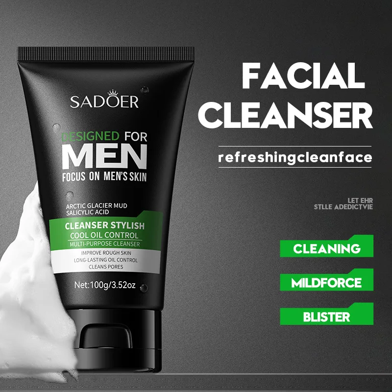 Deep Cleansing Men Facial Cleanser Oil Control Moisturizing Blackhead Remove Dark Spots Pores Acne Mark Refining Face