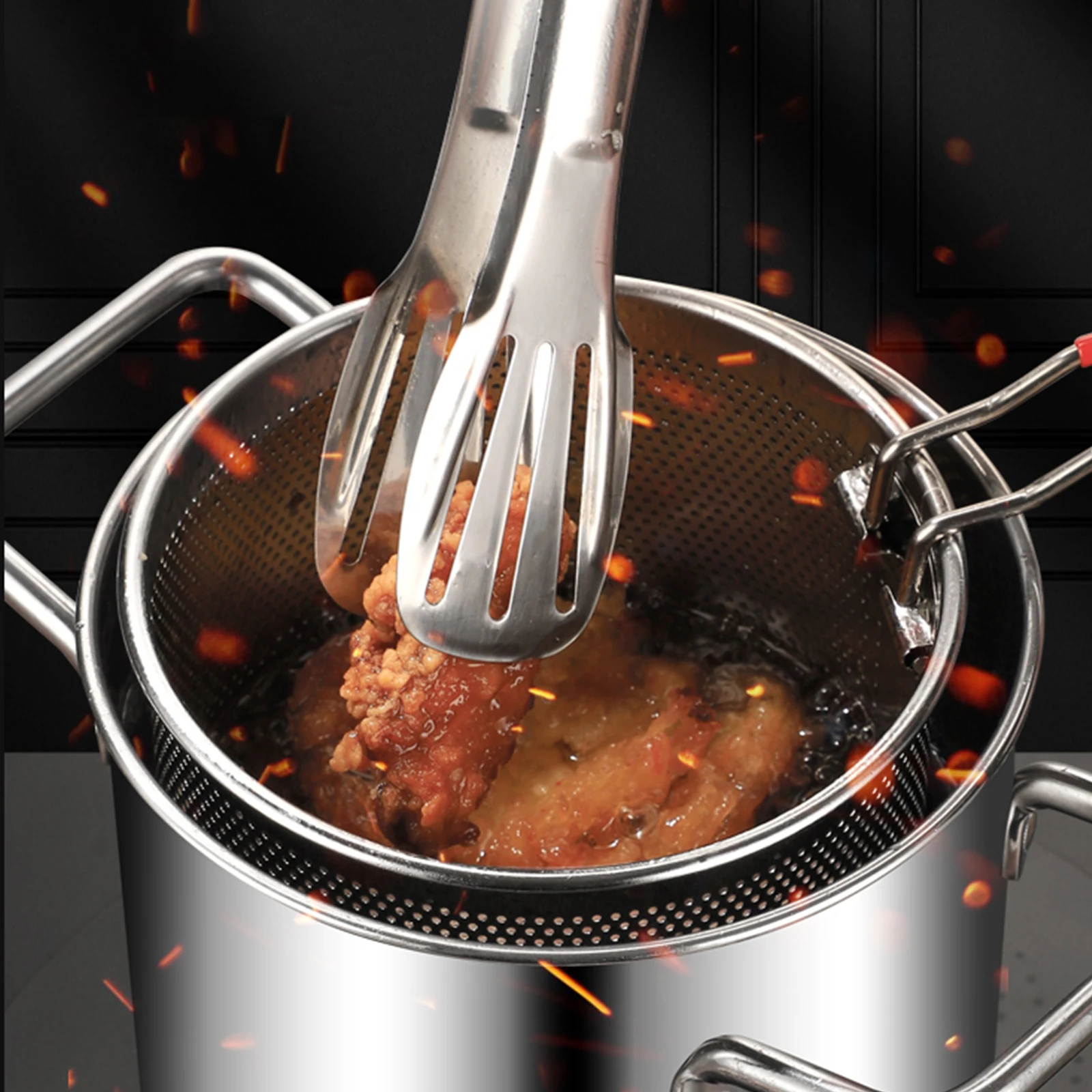 Deep Fryer Pot 304 Stainless Steel Fry Pot with Basket and Lid Food Grade Deep Fryer Multifunctional Deep Frying Pot 3 Deep Fryer Pot 304 Stainless Steel Fry Pot with Basket and Lid Food Grade Deep Fryer Multifunctional Deep Frying Pot 3