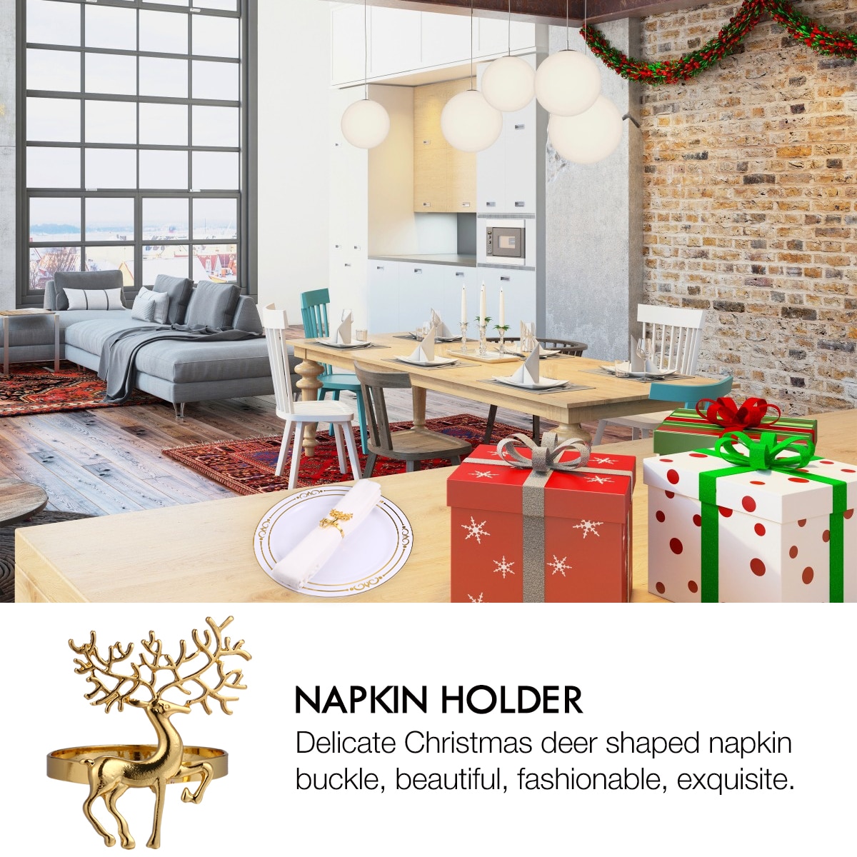 Deer Christmas Napkin Holders (6 pcs) Deer Christmas Napkin Holders (6 pcs)