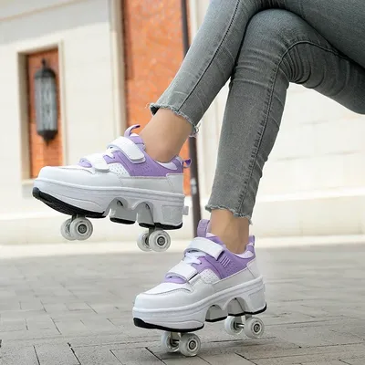 Deform Roller Skate With 4 Wheels Shoes Runaway Parkour 4-Wheel Skates Sneakers Deformation Shoes For Women Youth Adult Deform Roller Skate With 4 Wheels Shoes Runaway Parkour 4-Wheel Skates Sneakers Deformation Shoes For Women Youth Adult