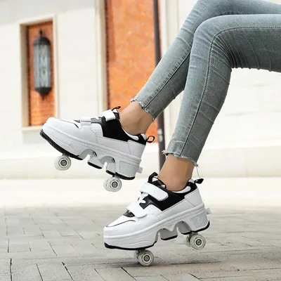 Deform Roller Skate With 4 Wheels Shoes Runaway Parkour 4-Wheel Skates Sneakers Deformation Shoes For Women Youth Adult Deform Roller Skate With 4 Wheels Shoes Runaway Parkour 4-Wheel Skates Sneakers Deformation Shoes For Women Youth Adult