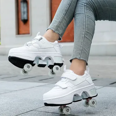 Deform Roller Skate With 4 Wheels Shoes Runaway Parkour 4-Wheel Skates Sneakers Deformation Shoes For Women Youth Adult Deform Roller Skate With 4 Wheels Shoes Runaway Parkour 4-Wheel Skates Sneakers Deformation Shoes For Women Youth Adult