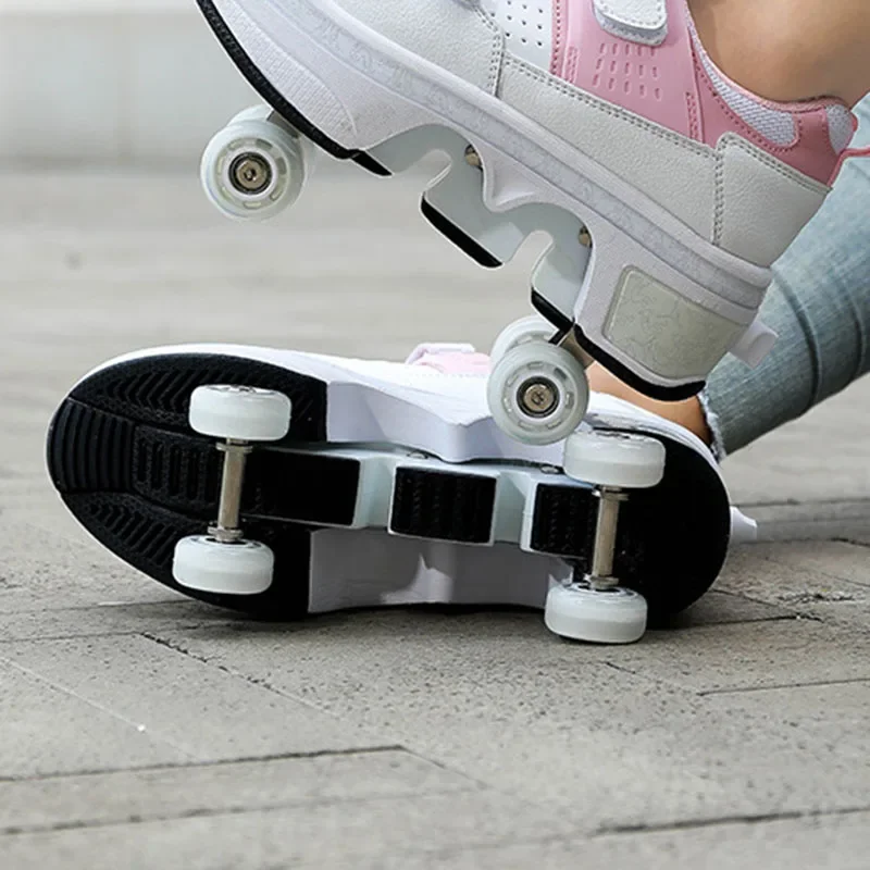 Deform Roller Skate With 4 Wheels Shoes Runaway Parkour 4-Wheel Skates Sneakers Deformation Shoes For Women Youth Adult Deform Roller Skate With 4 Wheels Shoes Runaway Parkour 4-Wheel Skates Sneakers Deformation Shoes For Women Youth Adult