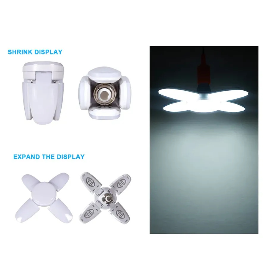 Deformation Folding LED Lamp E27 Screw Four-Leaf 4+1 Leaf Lamp 28W Wide Pressure Mini Three-Leaf Bulb Deformation Folding LED Lamp E27 Screw Four-Leaf 4+1 Leaf Lamp 28W Wide Pressure Mini Three-Leaf Bulb