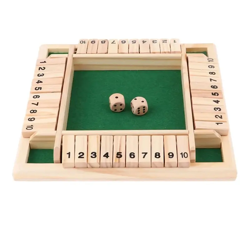 Deluxe Four Sided 10 Numbers Shut The Box Board Game Set Dice Party Club Drinking Games for Adults Families Deluxe Four Sided 10 Numbers Shut The Box Board Game Set Dice Party Club Drinking Games for Adults Families