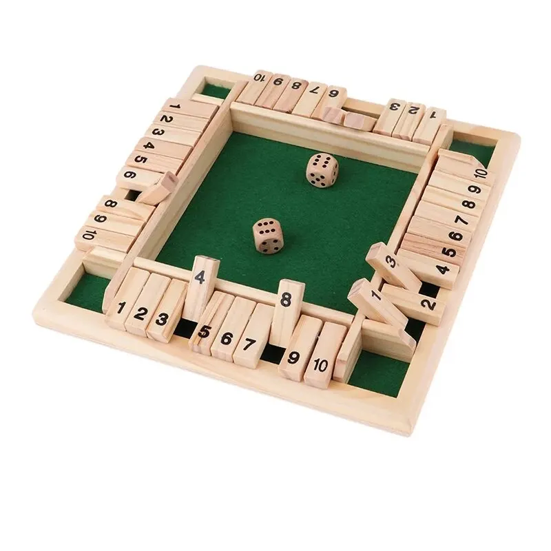 Deluxe Four Sided 10 Numbers Shut The Box Board Game Set Dice Party Club Drinking Games for Adults Families Deluxe Four Sided 10 Numbers Shut The Box Board Game Set Dice Party Club Drinking Games for Adults Families