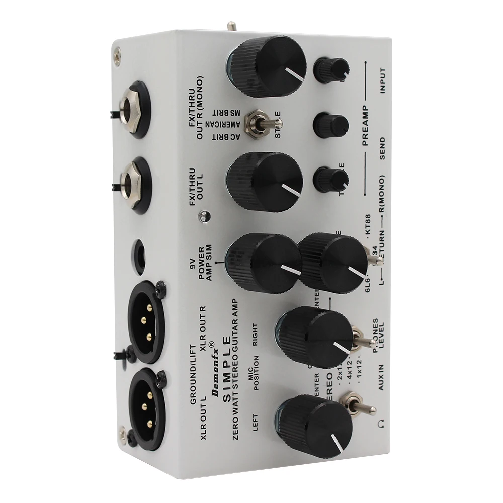 Demonfx SIMPLE DI Box Effect Pedal Preamp Simulator,Power Amp Simplifier Pedal Stereo Cab Simulator for Electric Guitar
