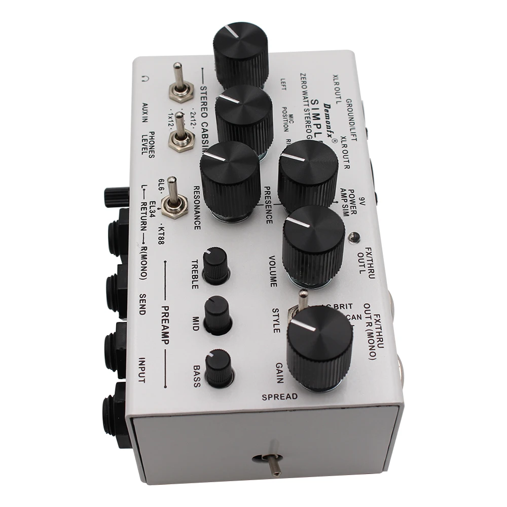 Demonfx SIMPLE DI Box Effect Pedal Preamp Simulator,Power Amp Simplifier Pedal Stereo Cab Simulator for Electric Guitar