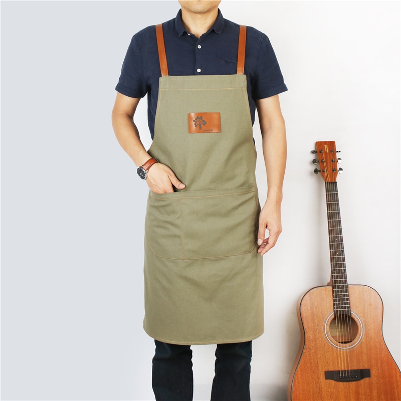 Denim Apron with Leather Straps Denim Apron with Leather Straps