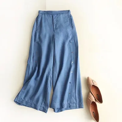 Denim Palazzo Pants Wide Leg Trouser Denim Palazzo Pants Wide Leg Trouser
