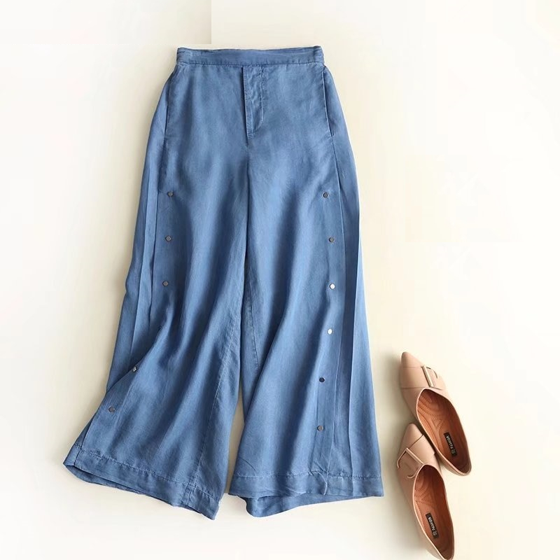 Denim Palazzo Pants Wide Leg Trouser Denim Palazzo Pants Wide Leg Trouser