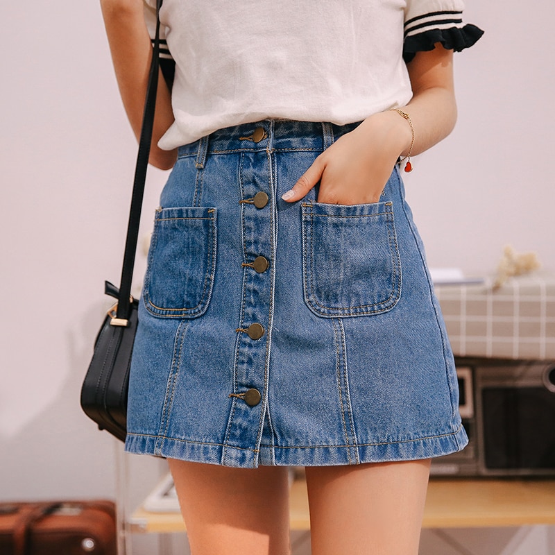 Denim Pencil Skirt Button Down Denim Pencil Skirt Button Down
