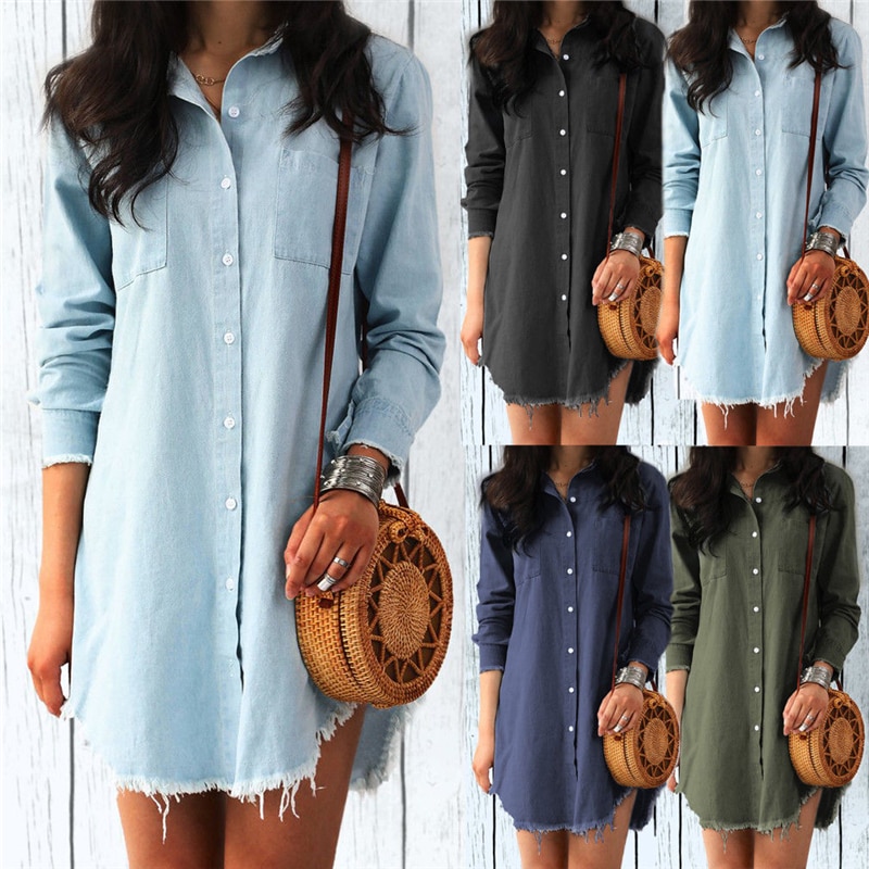Denim Shirt Dress Casual Wear Denim Shirt Dress Casual Wear