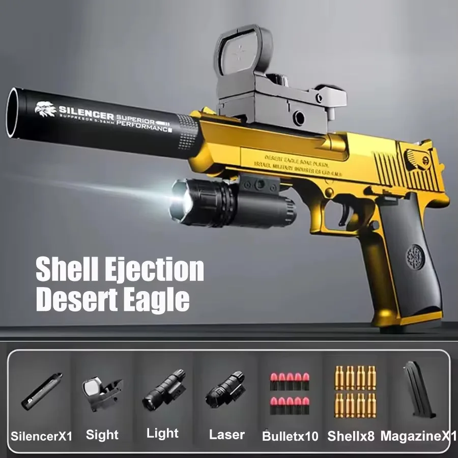 Desert Eagle Shell Ejection Soft Bullet Toy Gun Airsoft Pistol Foam Launcher CS Shooting Games Weapons for Kids Boys Desert Eagle Shell Ejection Soft Bullet Toy Gun Airsoft Pistol Foam Launcher CS Shooting Games Weapons for Kids Boys