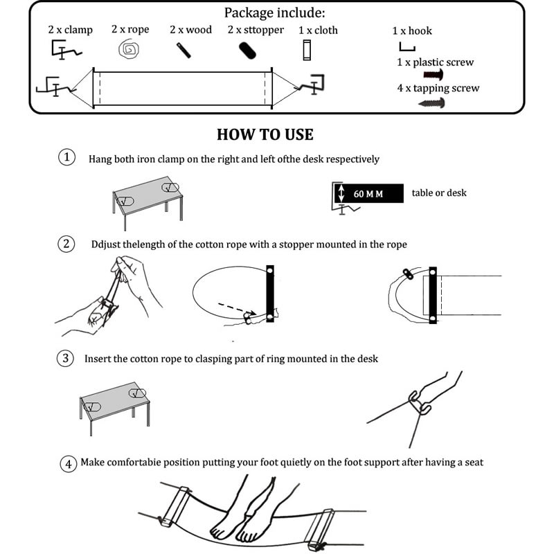 Desk Foot Hammock Foldable Swing Desk Foot Hammock Foldable Swing
