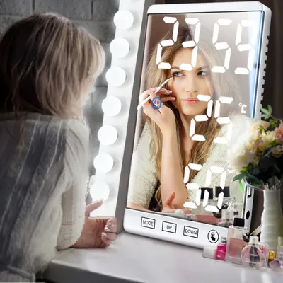 Desk LED Mirror Clock with Alarm Function