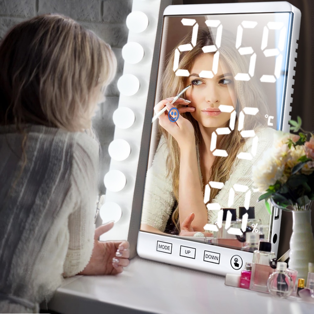 Desk LED Mirror Clock with Alarm Function Desk LED Mirror Clock with Alarm Function
