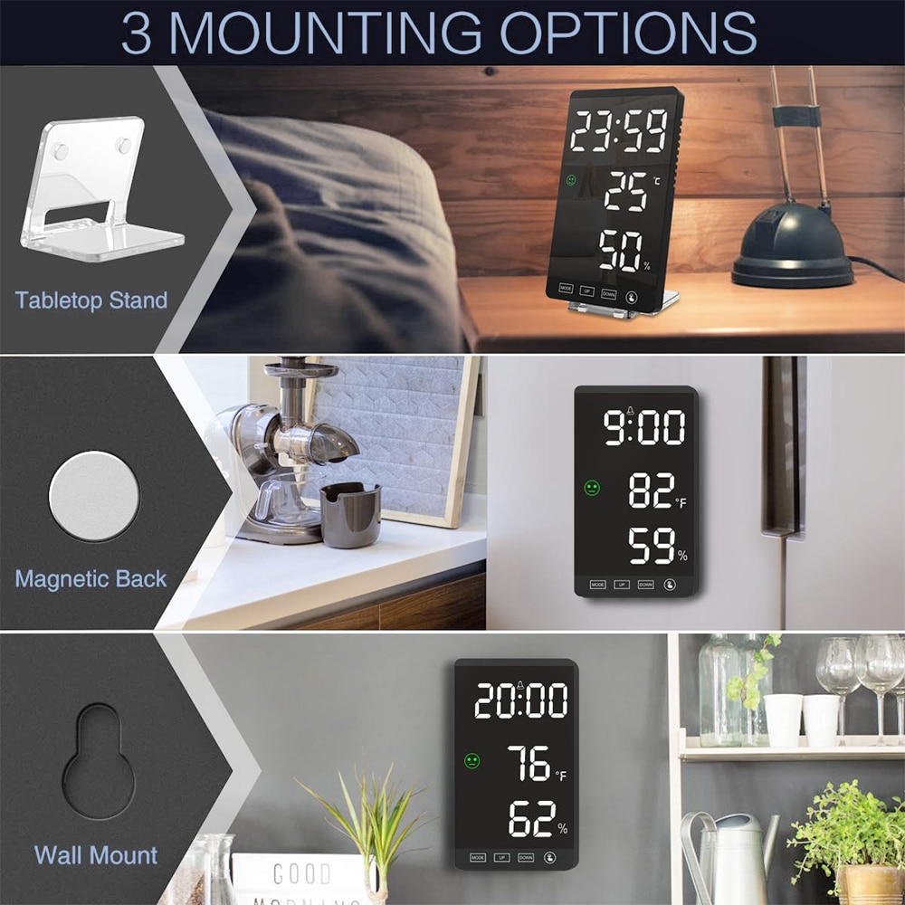 Desk LED Mirror Clock with Alarm Function